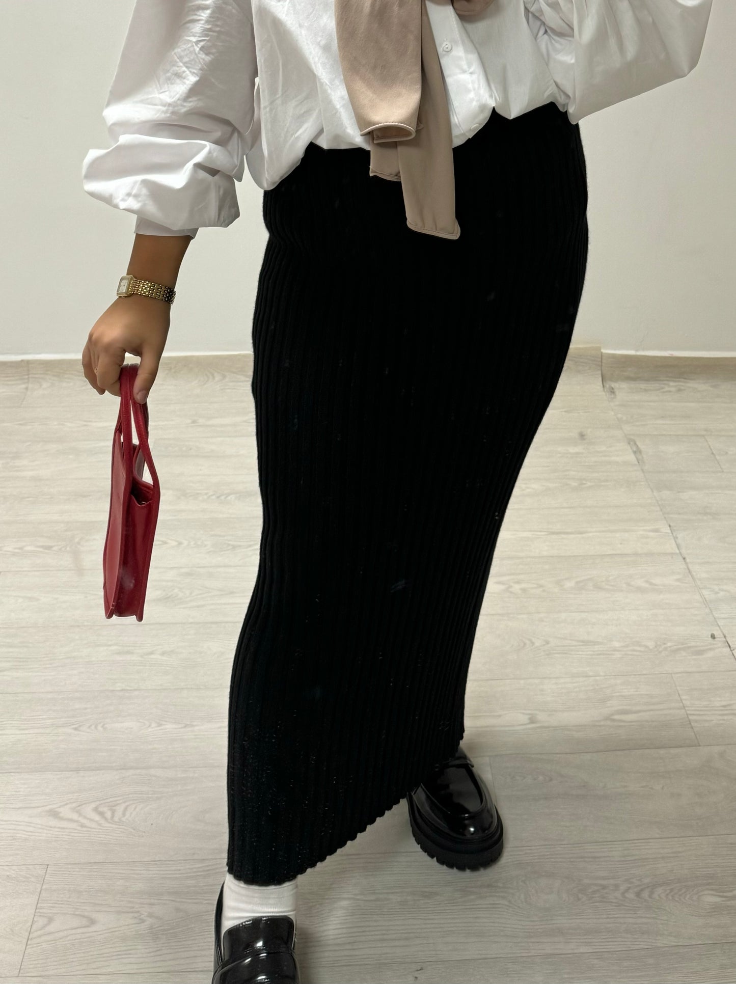 Jupe en maille côtelé NOIR